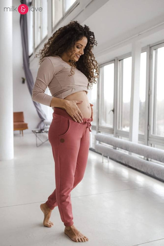 Dresowe spodnie ciążowe Milk&Love dusty cedar