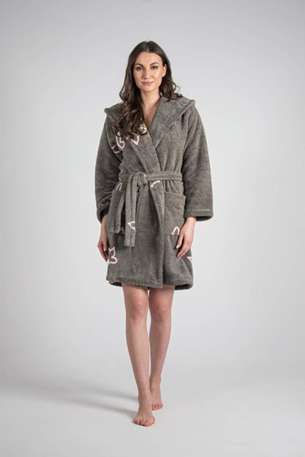 Krótki Szlafrok damski 672 Motyle Forex - szary