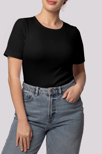 Koszulka damska w prążek Ribbed Mona czarny