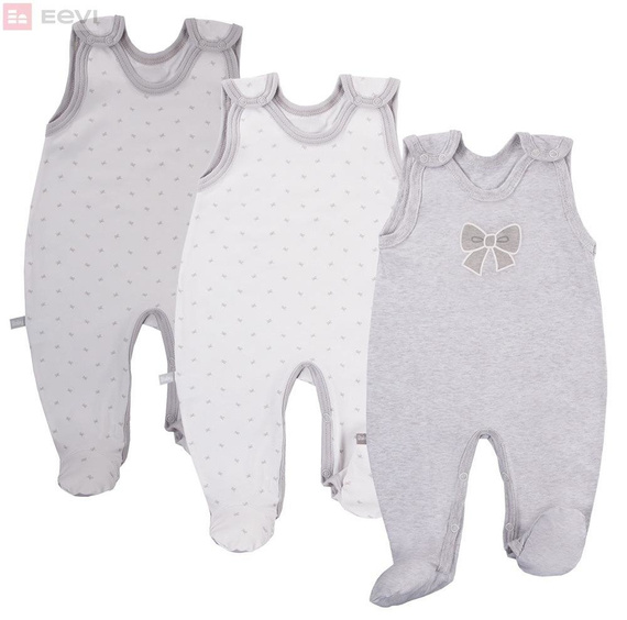 Śpioch bawełniany "TINY" Ewa Klucze- szary kokardki