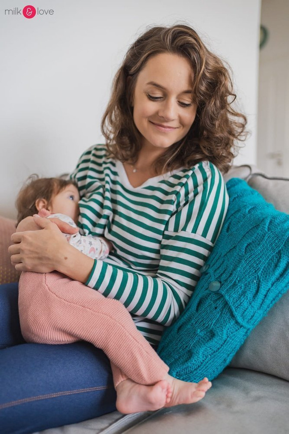 Bluzka ciążowa i do karmienia z rękawem Two Ways Milk&Love herbal rose