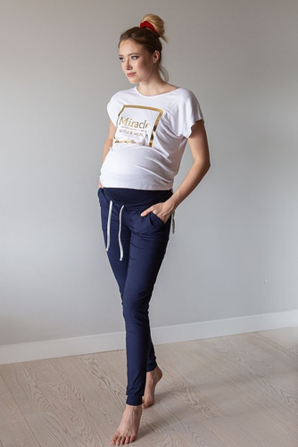 Spodnie Dresowe Ciążowe 204 MIRACLE- granatowy