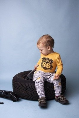 Body z długim rękawem "ROUTE" Makoma musztardowy