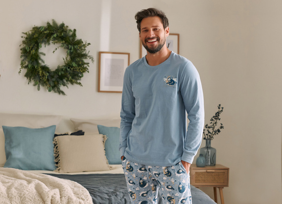 PMB.4511 "Sloth" Piżama Męska Doctor Nap - black