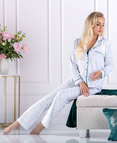 Piżama damska rozpinana Time to Relax Momenti Per Me navy 