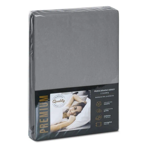 Jersey prześcieradło na wysoki materac Eurofirany stalowy 