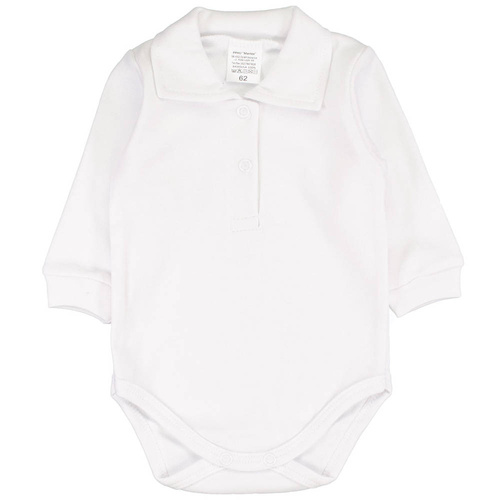Body białe z kołnierzykiem długi rękaw dla chłopca