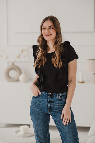 Bluzka do karmienia Milky Waves z krótkim rękawem Milk&Love czarny