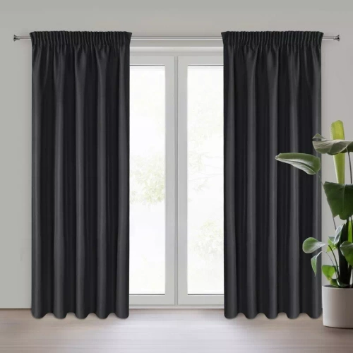 Zasłona na taśmie Rita Eurofirany czarny 