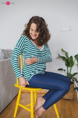 Bluzka ciążowa i do karmienia z rękawem Two Ways Milk&Love w paski