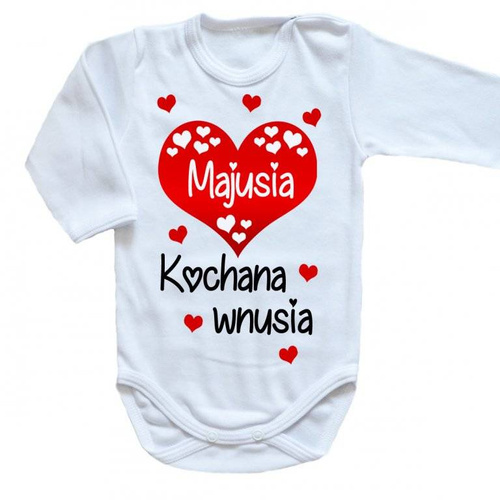 Body długi rękaw "KOCHANA WNUSIA z imieniem" Moocha biały 