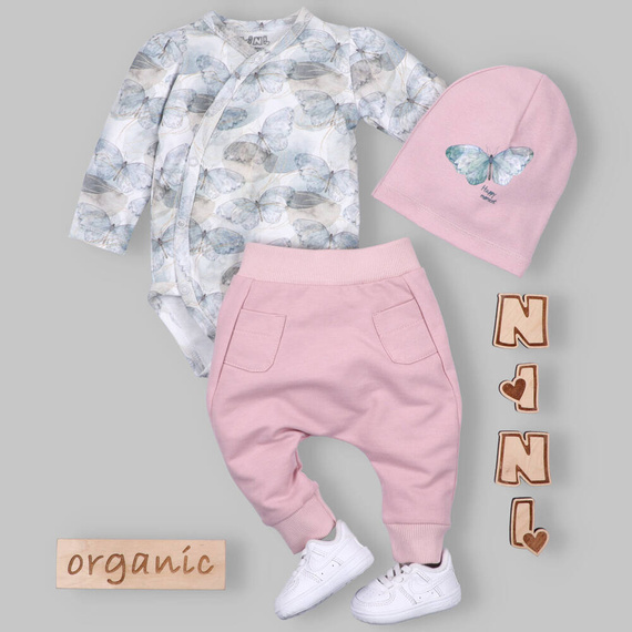 Spodnie dresowe z bawełny organicznej Butterflies Nini różowy
