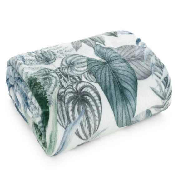 Koc narzuta liście Davos 2 Eurofirany zielony srebrny