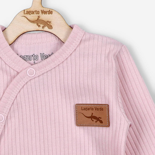 Body rozpinane z dzianiny prążkowej Lagarto Verde - różowy