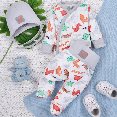 Czapka niemowlęca z bawełny organicznej Fun Origami Nini szary 