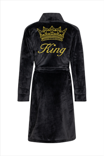 Szlafrok męski King + Korona ByShelly - czarny/złoty