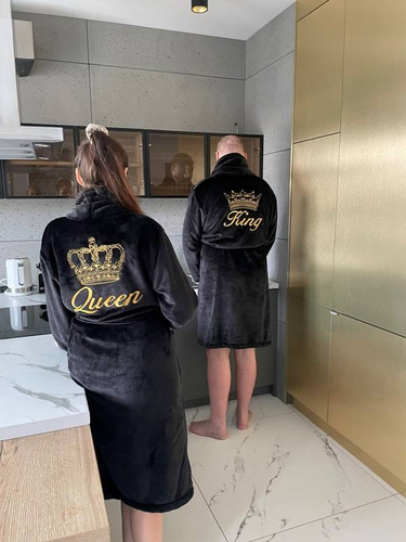 Szlafrok męski King + Korona ByShelly - czarny/złoty