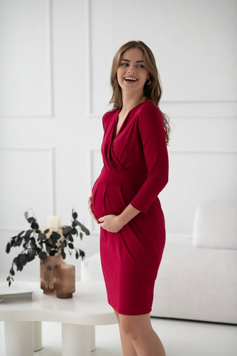 Sukienka ciążowa i do karmienia Grow with me Milk&Love bordowy
