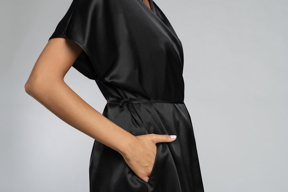 Szlafrok krótki rękaw Dotyk Italian Fashion - czarny