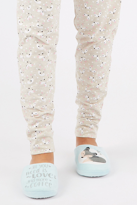 Fixy Sorbetto niebieskie – miękkie kapcie damskie z aplikacją 3D i antypoślizgową podeszwą