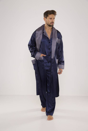 939 Piżama Męska Satyna-granatowy