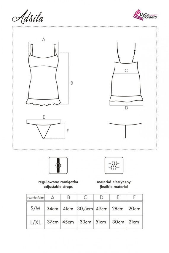 Komplet, koszulka + stingi Adsila LC 30098 LivCo Corsetti Fashion