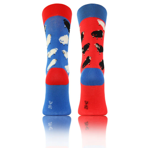 Baranki Owieczki Skarpety długie finest cotton dwie różne Sesto Senso niebieski  