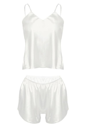 Karen Komplet piżamka damska satyna DKaren -jasny ecru