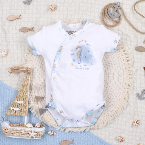 Body Sea Of Joy Nini kopertowe krótki rękaw biały – organiczna bawełna, noworodek