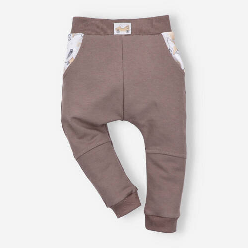 Spodnie dresowe z bawełny organicznej Cute Cars Nini brązowy