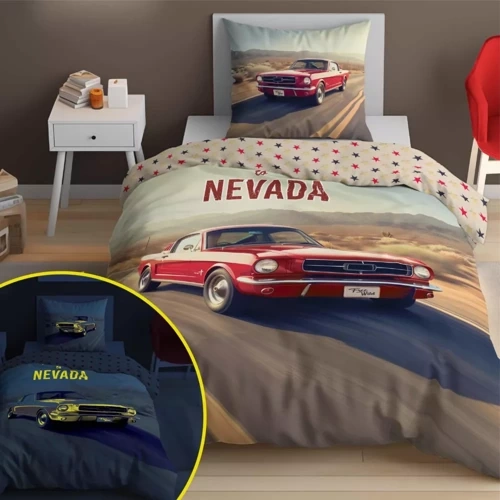 Pościel bawełniana świecąca w ciemności samochód Detexpol