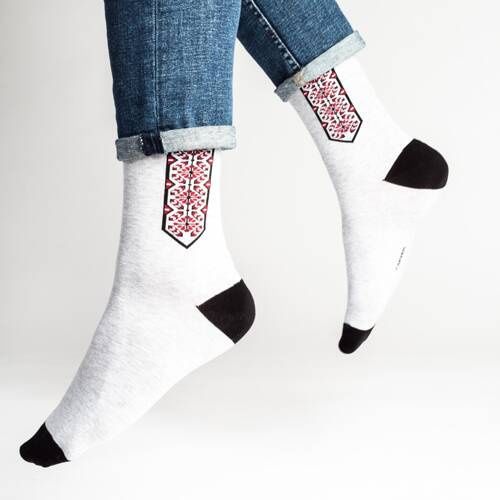 art.118 Folk Skarpety męskie Steven 005 szary jasny melanż