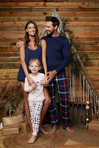 Piżama Damska wąskie ramiączko, spodenki Song Italian Fashion - granatowy