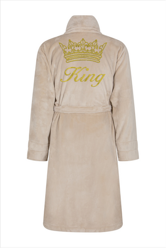 Szlafrok męski King + Korona ByShelly - beżowy/złoty