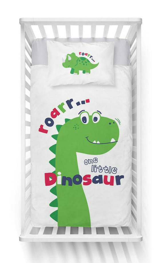 Pościel bawełniana do łóżeczka 3953 B Mayamoo 105 dinozaur Detexpol zielony