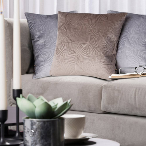 Poszewka dekoracyjna Welwet z wytłaczanym wzorem Eurofirany stalowy 