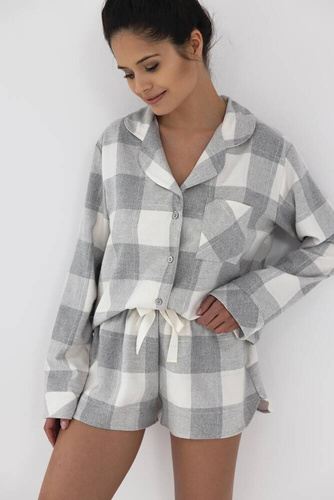 Piżama damska Joanna Sensis - szary-śmietankowy