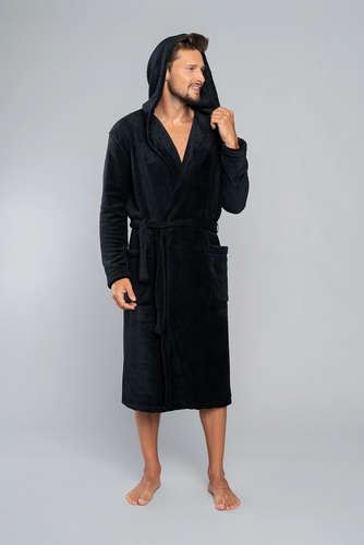 Szlafrok męski z kapturem Mimas Italian Fashion- szary 