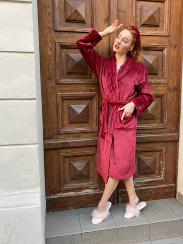 Długi Szlafrok damski 628 Abigail Forex - bordo