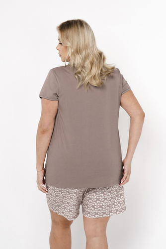 Piżama Damska krótki rękaw, spodenki Juliana Italian Fashion - cappuccino