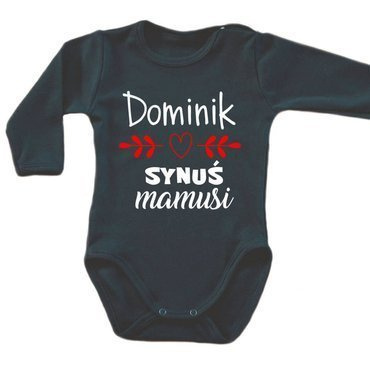 "Synuś mamusi z imieniem" body długi rękaw Moocha czarny