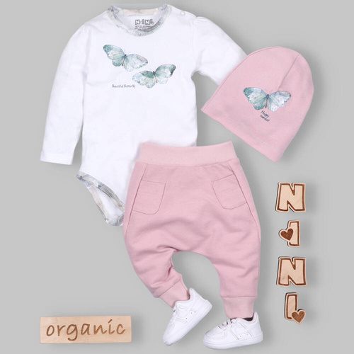 Spodnie dresowe z bawełny organicznej Butterflies Nini różowy