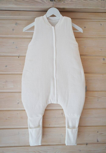 Muślinowy Śpiworek do spania z nogawkami Belisima- ecru 