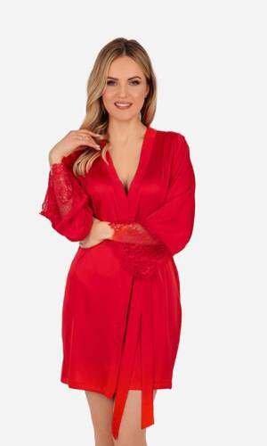 Szlafrok damski satynowy Patricia ByShelly - czerwony
