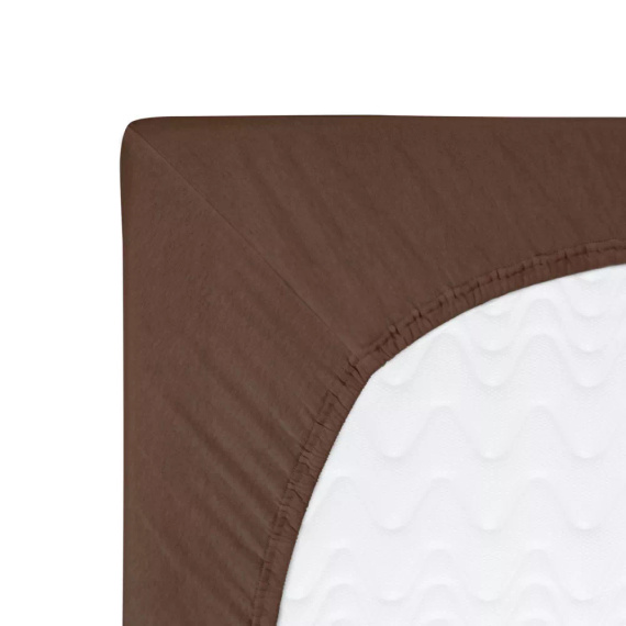 Constance prześcieradło jersey z gumką KARO - czekoladowy 030