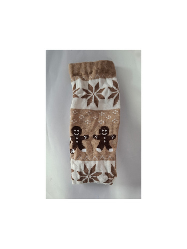Milena 1283-040 – świąteczne skarpetki damskie z motywem ciasteczek, beżowy