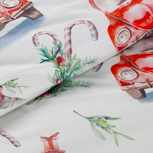 Pościel świąteczna z nadrukiem samochód Candy Eurofirany