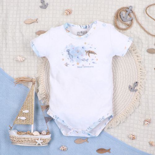 Body niemowlęce Sea Of Joy Nini biały– bawełna organiczna, krótki rękaw