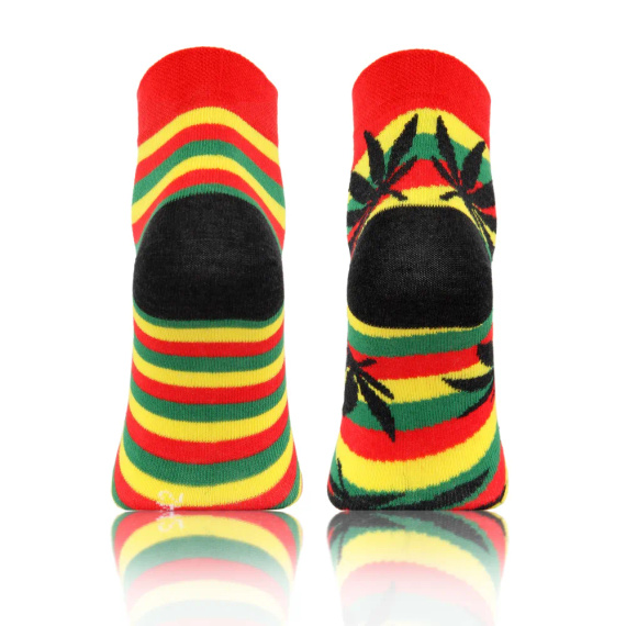 Liść Rastaman Skarpety krótkie finest cotton dwie różne Sesto Senso żółty