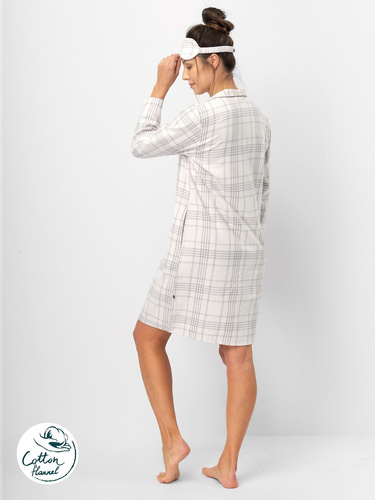 Koszula damska Key LND 401– bawełna flanelowa, długi rękaw, zapinana na guziki